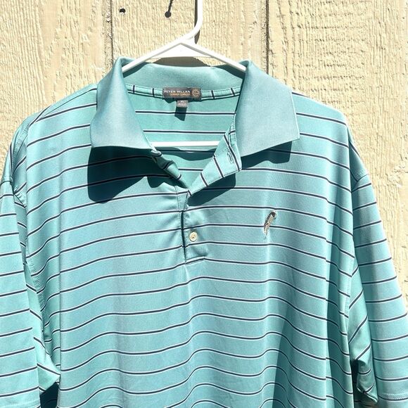 Peter Millar Polo Shirt Men XL Blue Summer Comfort Striped - Picture 1 of 9
